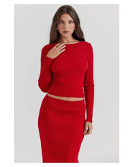 Red sexy bow halter suit skirt dress