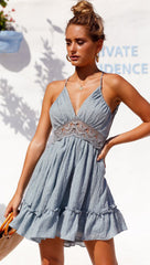 Blue Lace Insert Cami Dress