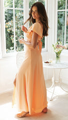 Orange Knot Top and High Slit Skirt Sets