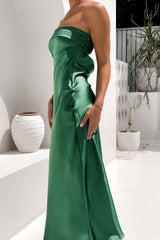 Green Strapless Bandeau Midi Dress