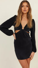 Black Cutout Knit Mini Dress