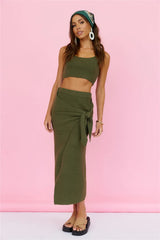 Olive Green Knit Crop Top