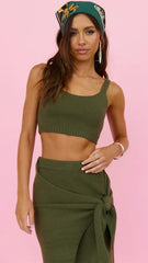 Olive Green Knit Crop Top