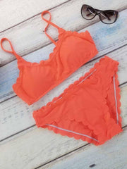 Orange Scallop Edge Bikini Top And Bottom