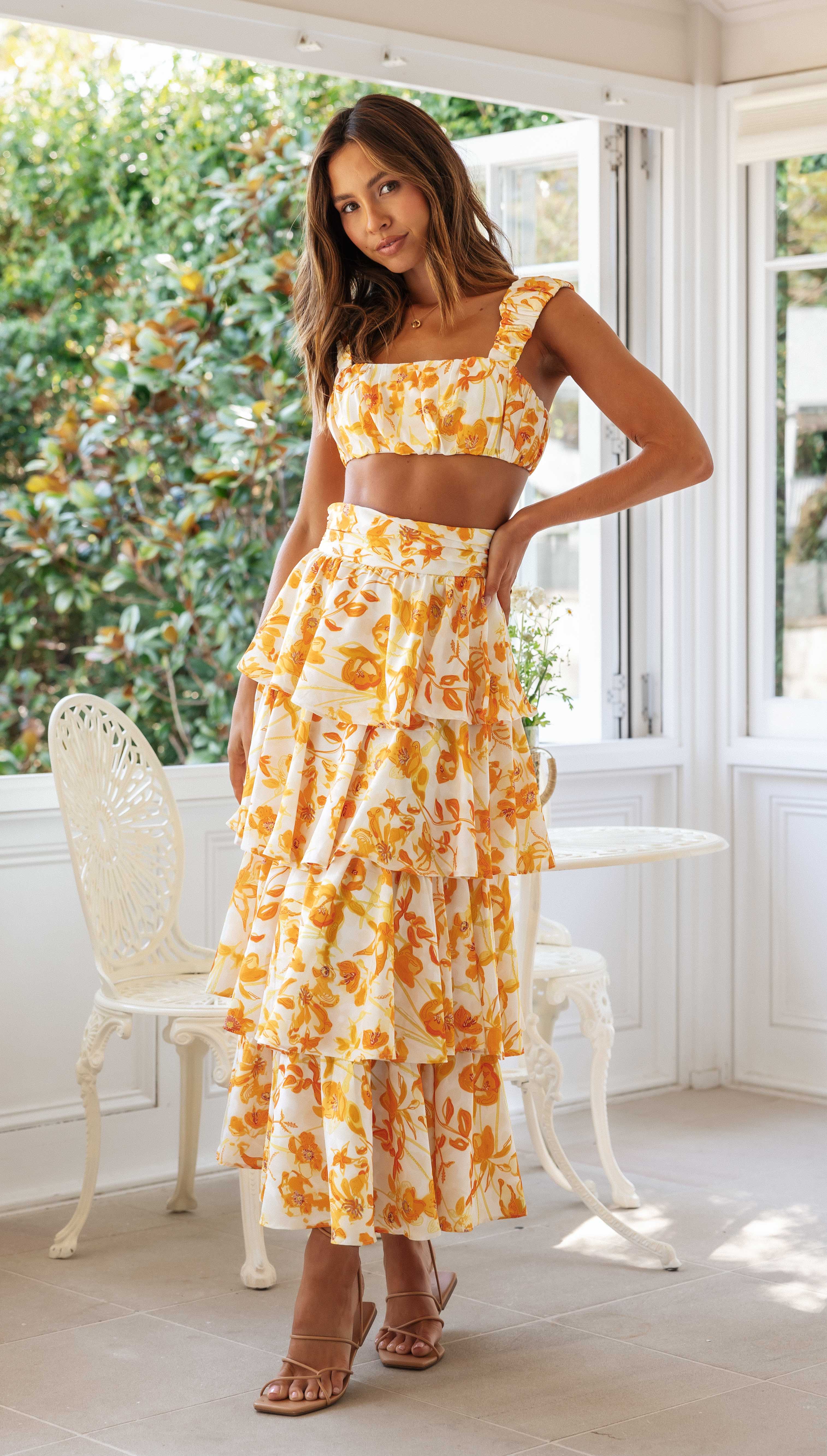 Amalfi Maxi Skirt (Tangerine)