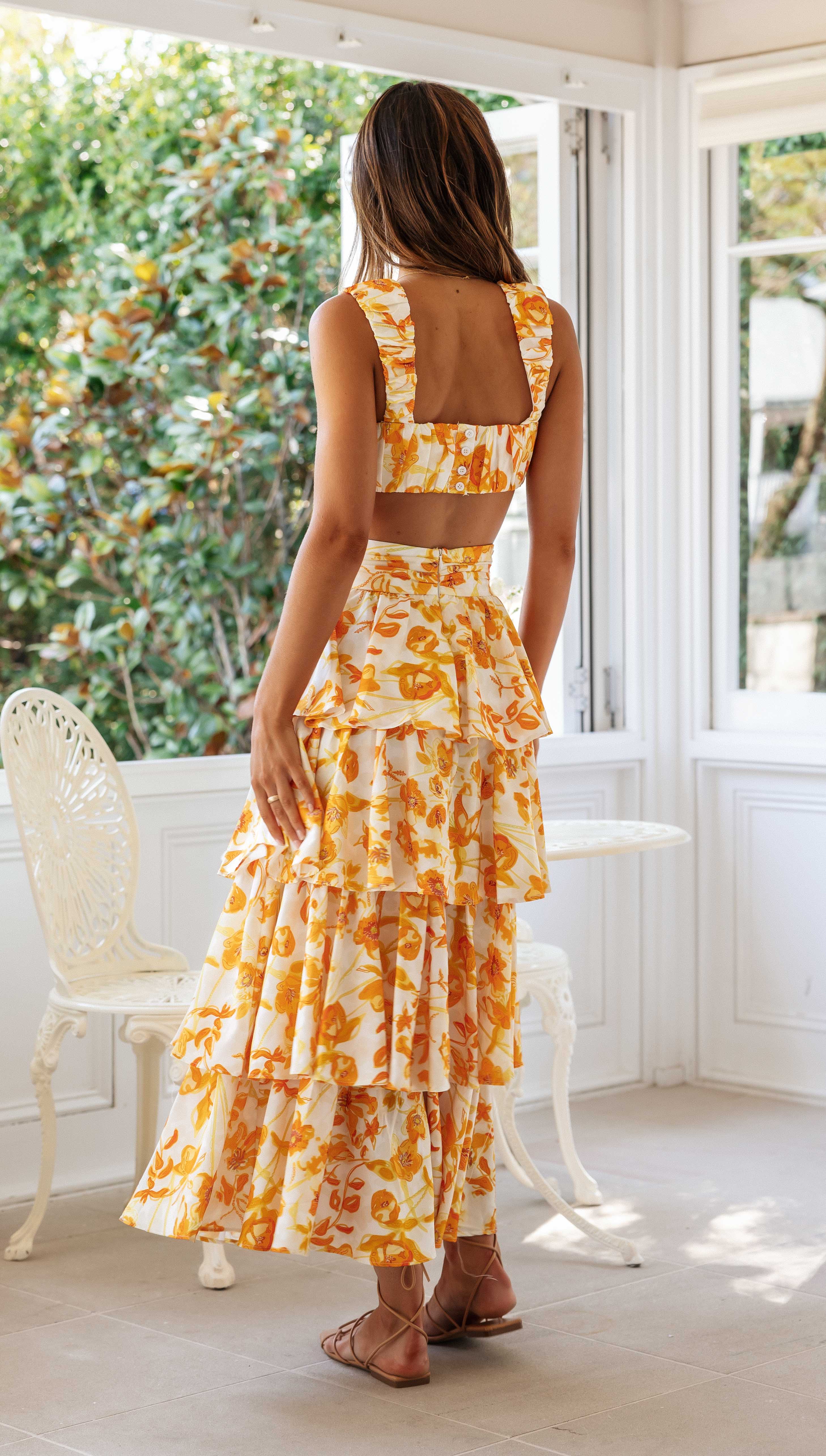 Amalfi Maxi Skirt (Tangerine)