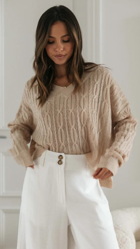 Khaki Cable Knit Sweater