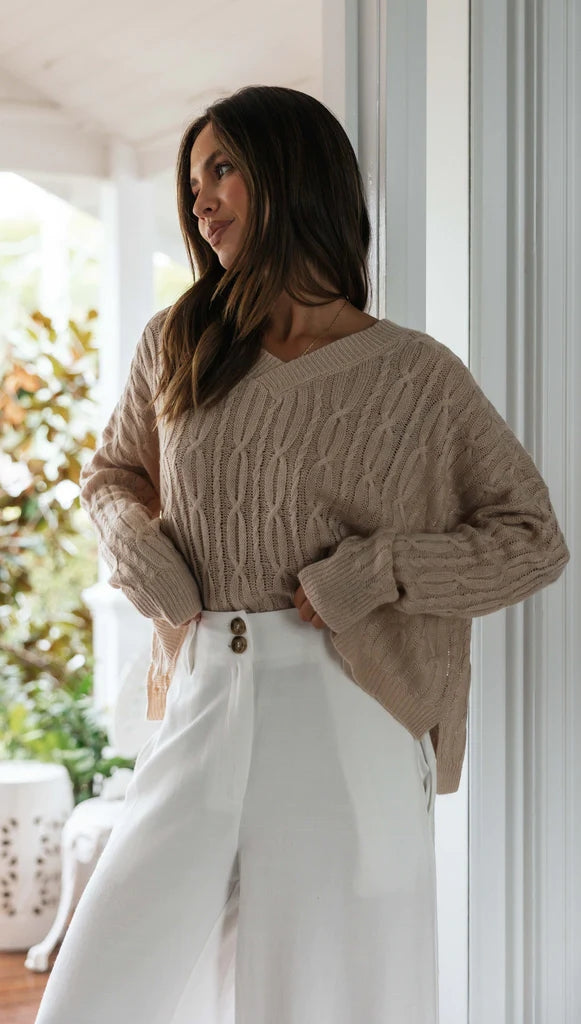 Khaki Cable Knit Sweater