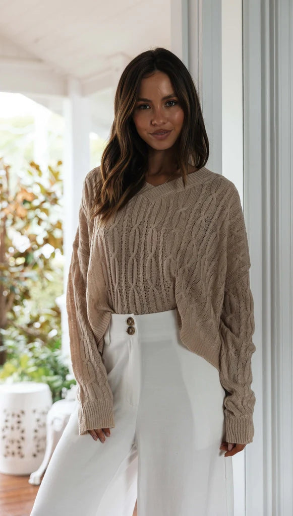 Khaki Cable Knit Sweater