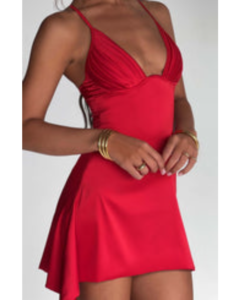 Red Dress with sleeves tucked in waist