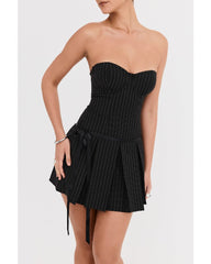 2024ss sexy strapless striped dress