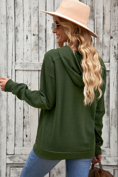 Lace-Up Dropped Shoulder Hoodie