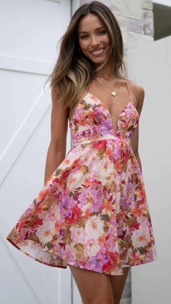 Autumn Floral Slip Mini Dress