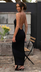 Black Backless Midi Dress