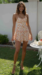 Orange Floral Slip Mini Dress