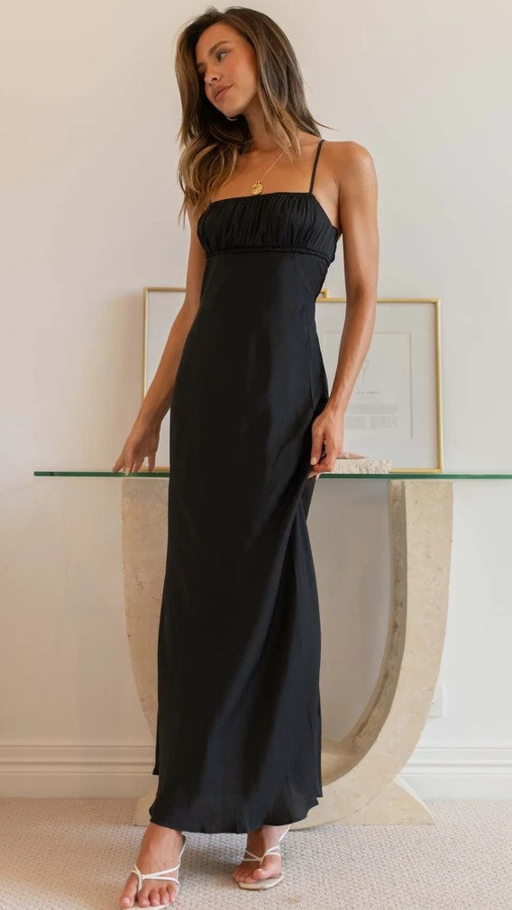 Black Slip Midi Dress