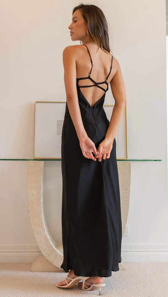 Black Slip Midi Dress