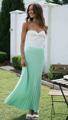 Mint Green Ribbed Knit Midi Skirts