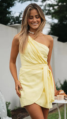 Yellow One Shoulder Mini Dress