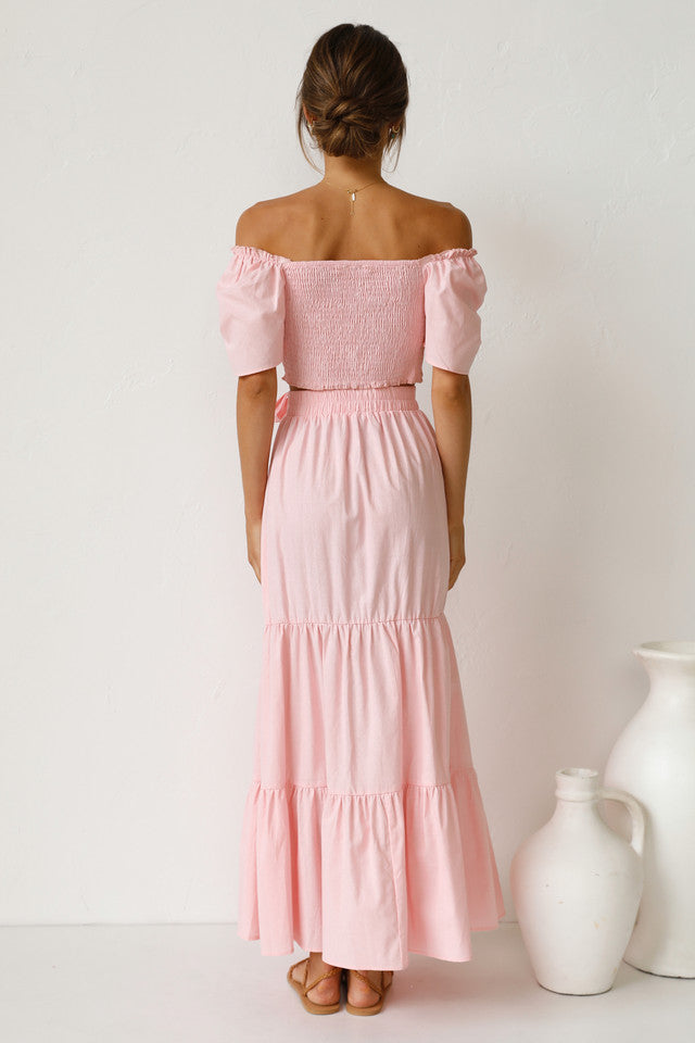 Blush Smocked Top and Skirt Sets