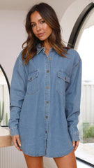 Blue Oversized Denim Button Down Shirt