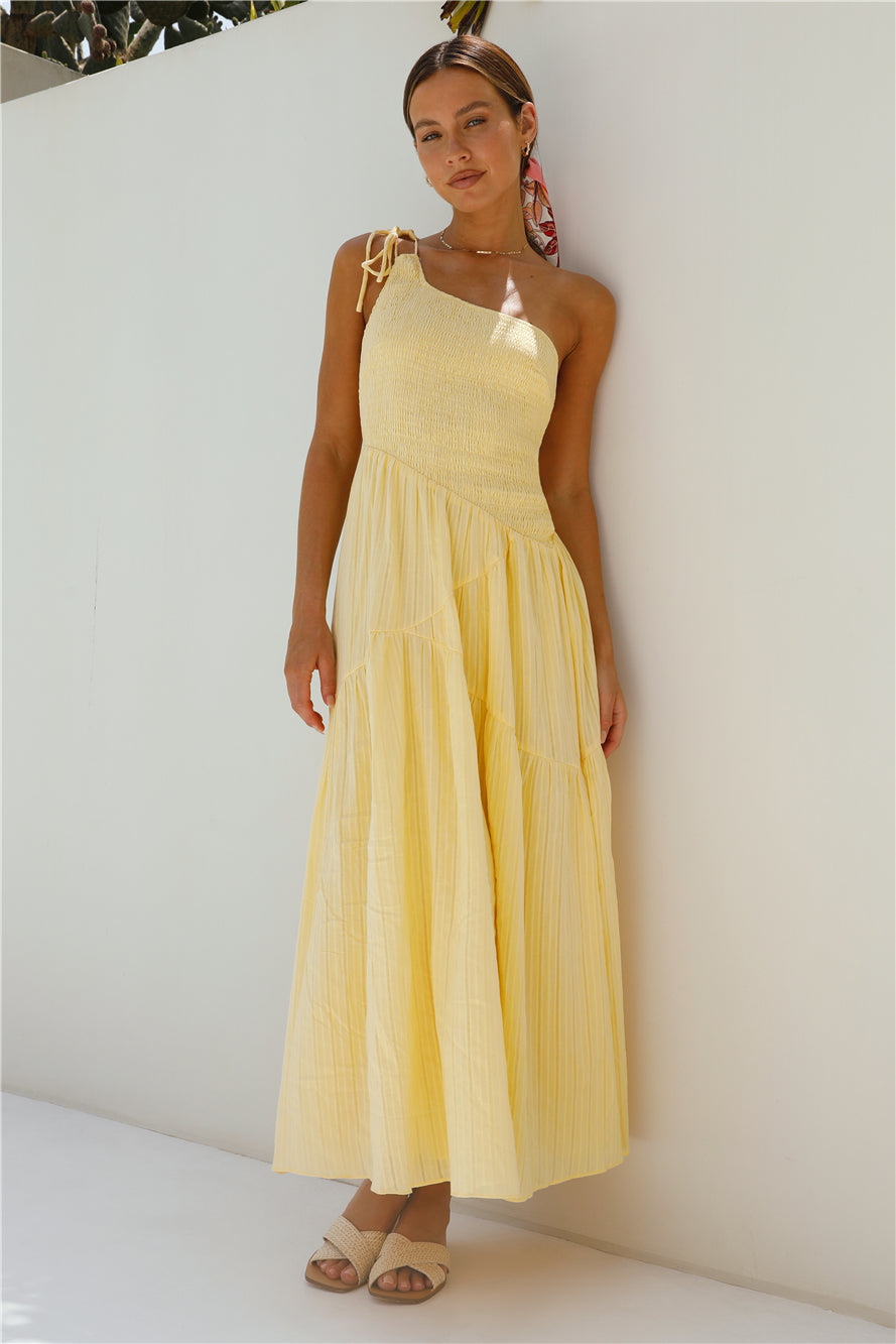 Beaming Hues One Shoulder Maxi Dress Yellow