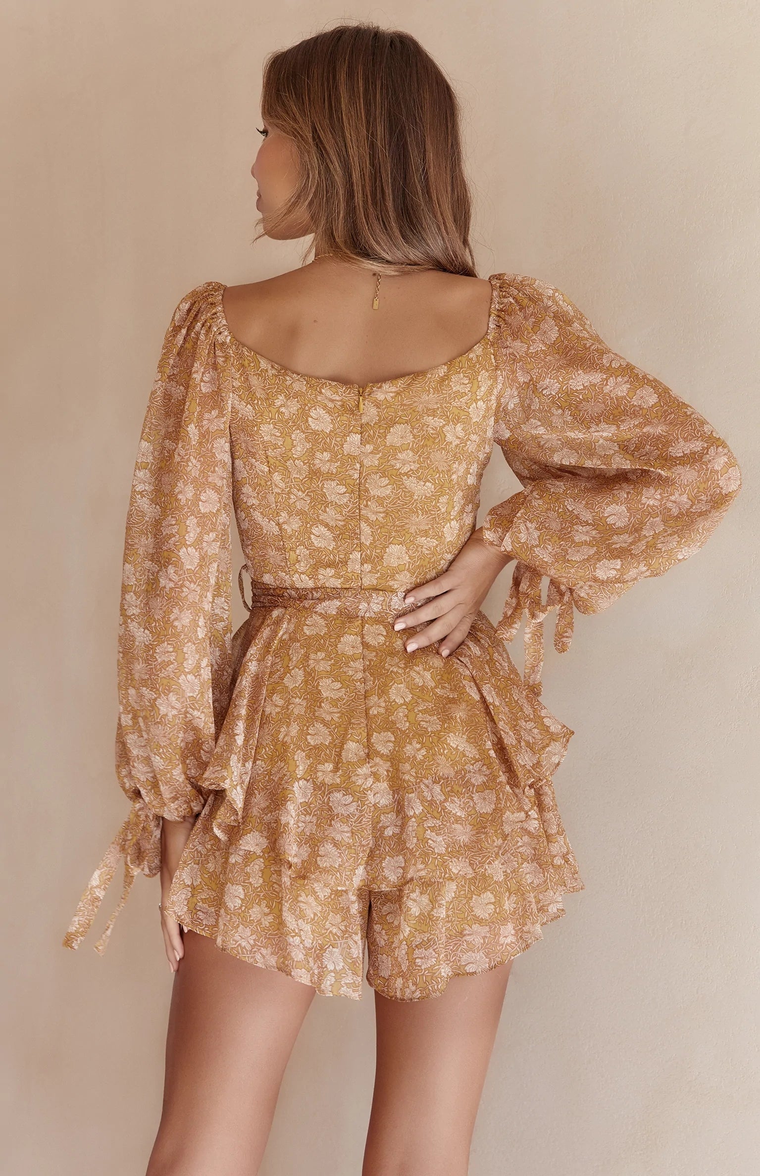 Mustard Floral Print Romper