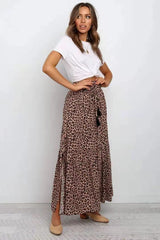 Brown Leopard Print Maxi Skirts