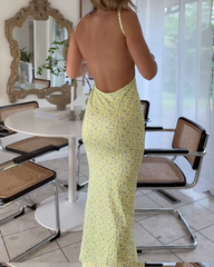 Floral backless sexy dress