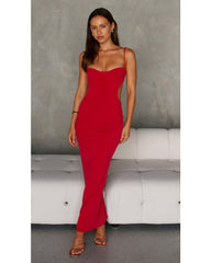 2024ss red sexy halter Slim dress