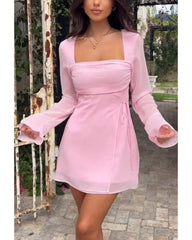 Pink Long Sleeve Bust Skirt