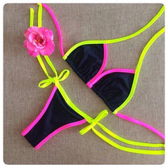 Fashion sexy strappy split bikini