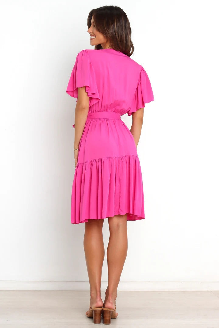 Hot Pink Wrap Mini Dress