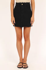 Felix Denim Mini Skirt - Washed Black