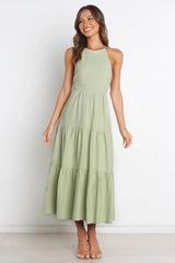 Green Sleeveless Midi Dress