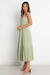 Green Sleeveless Midi Dress