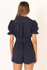 Navy Waist Tie Romper